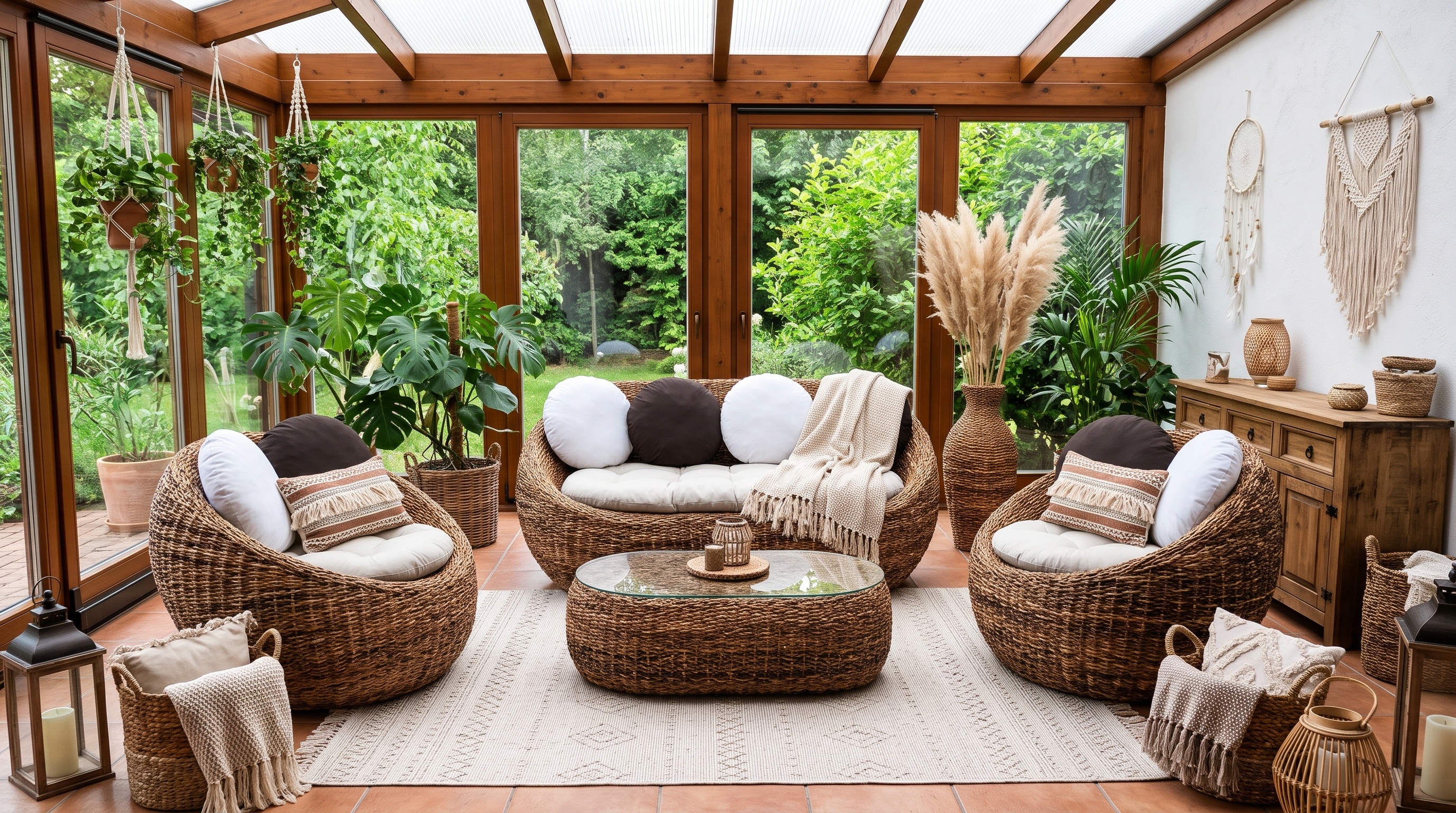 Ratanová sedací souprava BAVERLY banánový list