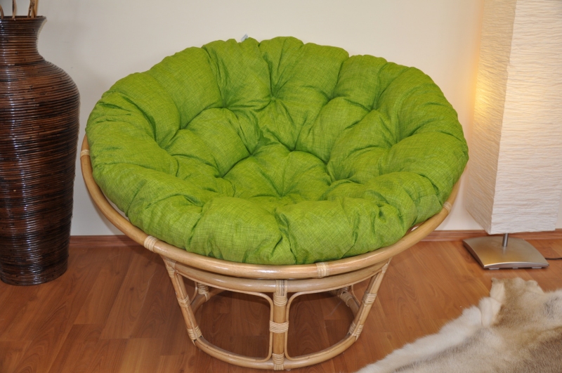 Ratanový PAPASAN 110 cm medový zelený melír