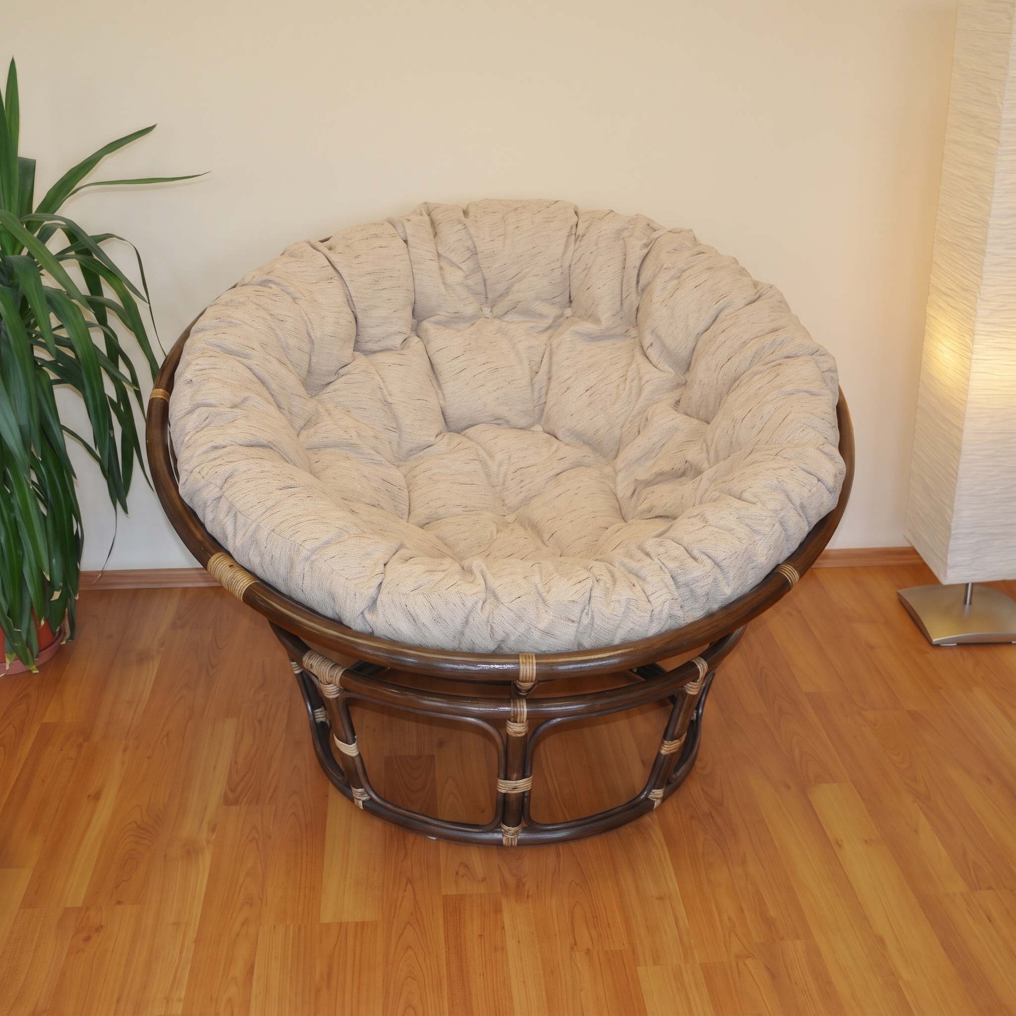 Ratanový PAPASAN 130 cm hnědý polstr Ebony